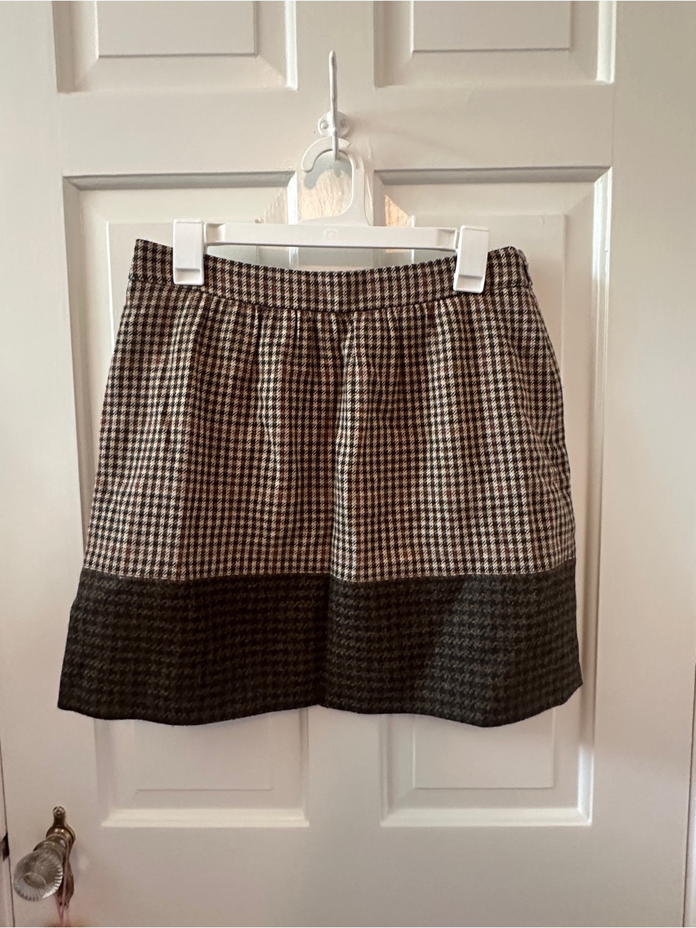 J.Crew Classic Houndstooth Wool Mini Skirt - Brown/Black